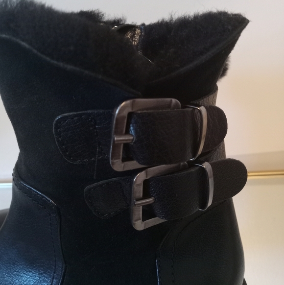 Napoleoni Black Leather Boots With Fur Made in Italy Size 37 - Picture 6 of 11